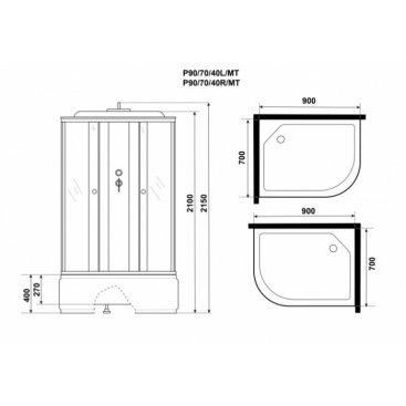 Душевая кабина Niagara Promo P90/70/40L/MT