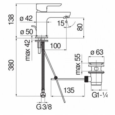 Смеситель для раковины Nobili ABC AB87118/1CR хром