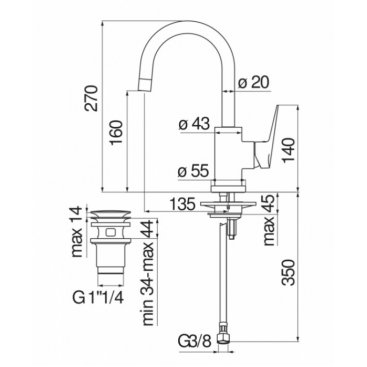 Смеситель для раковины Nobili Blues BS101338/2CR