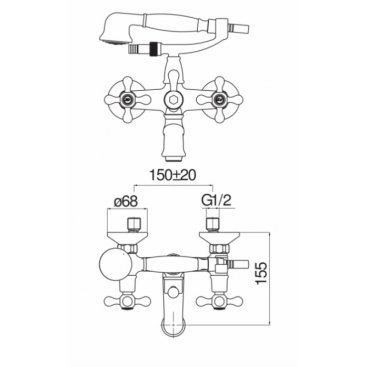 Смеситель для ванны Nobili Grazia GRC5117/5BR