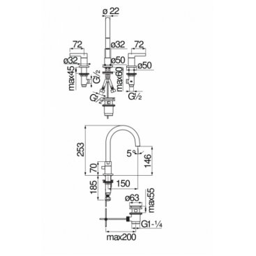 Смеситель для раковины Nobili Lira LR116211/1T1BM