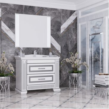 Мебель для ванной Опадирис Оникс 100 белый с серебряной патиной