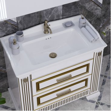 Мебель для ванной Опадирис Оникс 100 белый с золотой патиной