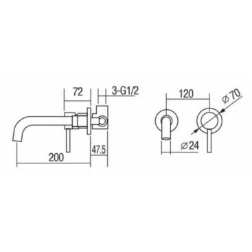 Смеситель для раковины Orange Karl M05-722b