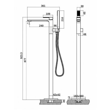 Смеситель для ванны Orange Lutz M04-336cr