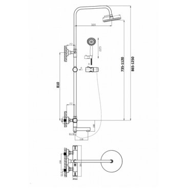 Душевая стойка Orange Thermo T02S3-911b