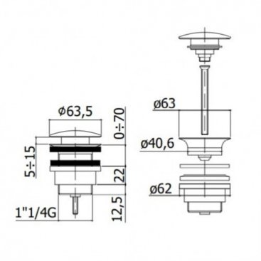 Донный клапан Paffoni Tweet Round ZSCA050ST click-clack