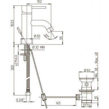 Смеситель для раковины Paini Cox 78CR211