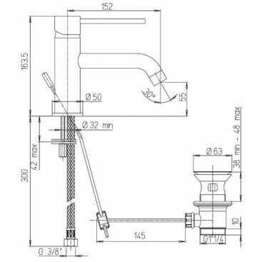 Смеситель для раковины Paini Cox 78PJ211LBL