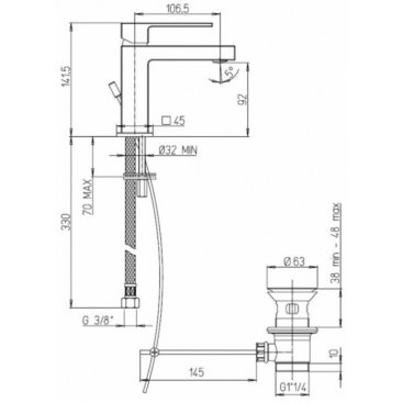 Смеситель для раковины Paini Dax-R 84CR211LRS