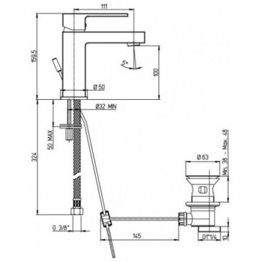 Смеситель для раковины Paini Dax-R 84PZ211R