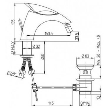 Смеситель для биде Paini F1 F1CR3062SKM