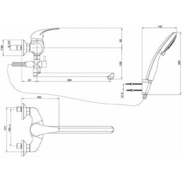 Смеситель для ванны Paini Smile 39CR112P19CAKM