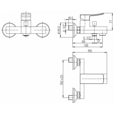 Смеситель для ванны Paini Tank TKCR111LMKM