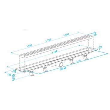 Сливной канал Plastbrno 655 мм SZE1651