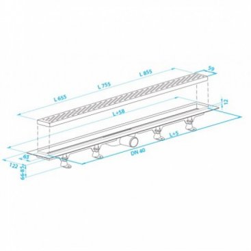 Сливной канал Plastbrno 755 мм SZE1750