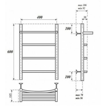 Полотенцесушитель электрический Point Альфа П3 400x600 с полкой