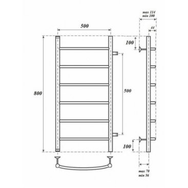 Полотенцесушитель водяной Point Афина П6 500x800 с боковым подключением