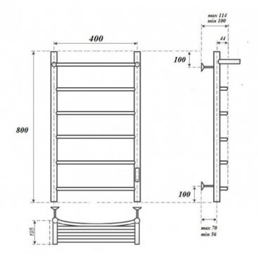 Полотенцесушитель электрический Point Афина П5 400x800 с полкой