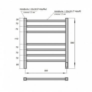 Полотенцесушитель электрический Point Вега П7 500x600 белый