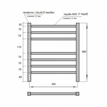 Полотенцесушитель электрический Point Веста П7 500x600 белый