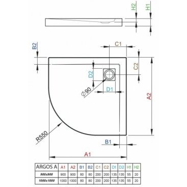 Душевой поддон Radaway Argos A 90x90