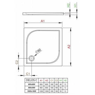 Душевой поддон Radaway Delos C 90x90