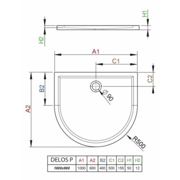 Душевой поддон Radaway Delos P 100x90