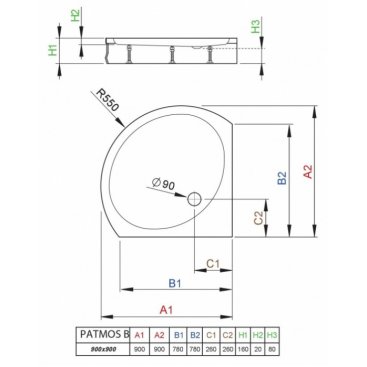 Душевой поддон Radaway Patmos B 90x90