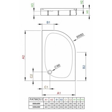 Душевой поддон Radaway Patmos E 100x80