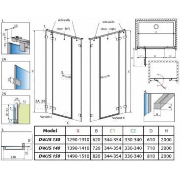 Душевая дверь Radaway Arta DWJ+S 130 см