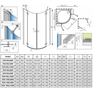 Душевой угол Radaway Fuenta New PDD 100x90 см