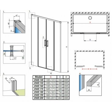 Душевая дверь Radaway Idea Black DWD 140 см