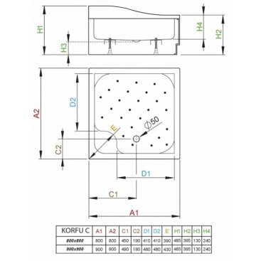 Душевой поддон Radaway Korfu C 80x80