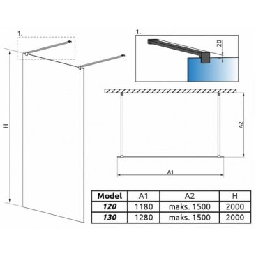 Душевая перегородка Radaway Modo New I 130 см Frame черная