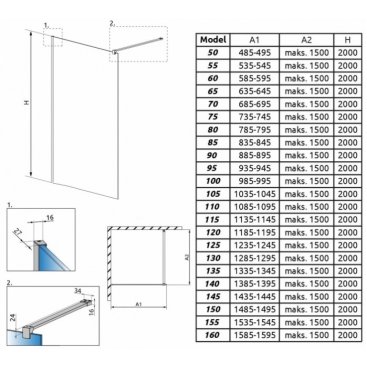 Душевая перегородка Radaway Modo X II 50 см