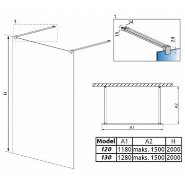 Душевая перегородка Radaway Modo X Black I 120 см Frame