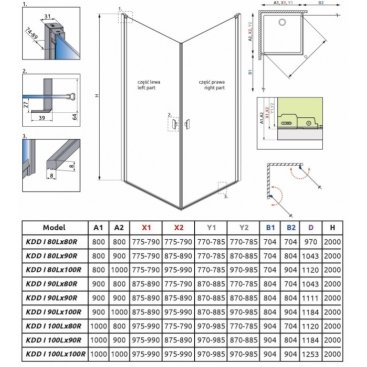 Душевой угол Radaway Nes KDD I 80x90 см