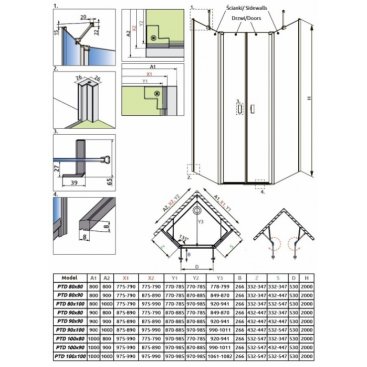 Душевой угол Radaway Nes PTD 90x90 см