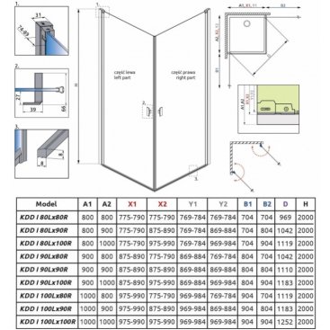 Душевой угол Radaway Nes 8 KDD I 100x90 см