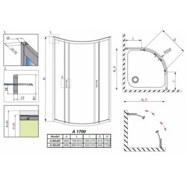 Душевой угол Radaway Premium Plus A 1700 80x80 см