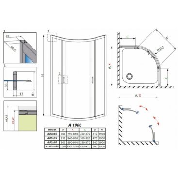 Душевой угол Radaway Premium Plus A 1900 80x80 см