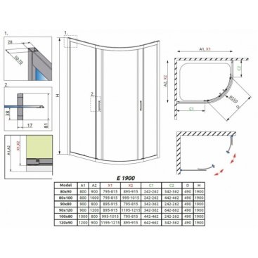 Душевой угол Radaway Premium Plus E 1900 90x80 см