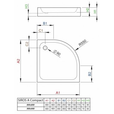 Душевой поддон Radaway Siros A 90x90 Compact