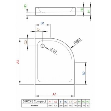 Душевой поддон Radaway Siros E 90x80 Compact