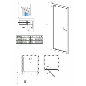 Душевая дверь Radaway Twist DWJ 70 см