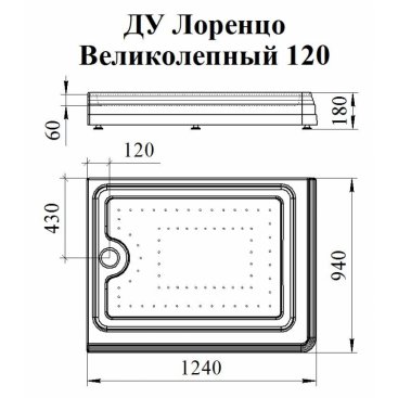 Поддон акриловый Радомир Fra Grande Лоренцо Великолепный 120x90 слив золото