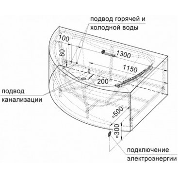 Ванна Радомир Альбена с г/м Люкс 168x120