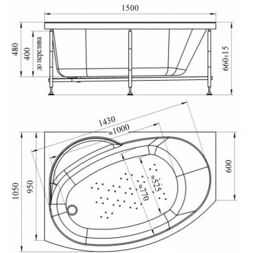 Ванна Радомир Vannesa Монти с г/м Классик 150х105