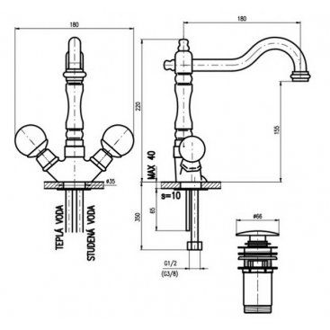 Смеситель для раковины Rav Slezak BRILLIANCE121.5